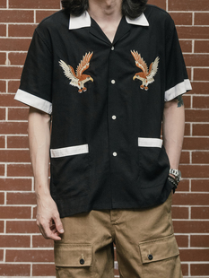 衬衫 NON 横须贺刺绣天丝短袖 驻日基地手信纪念衬衫 凉爽薄 STOCK