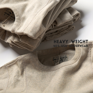 恶犬BRONSON复刻USN双层前襟打底衫 TEE 纯原色T恤男女加厚重磅长袖