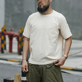 恶犬BRONSON强捻圆筒无侧缝小领纯色新疆棉口袋Tee半袖 宽松体恤潮