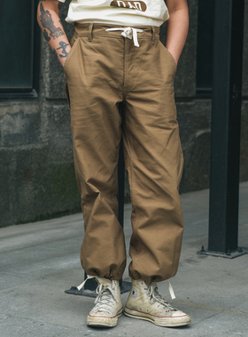 恶犬BRONSON 试验版水兵防护裤USN高腰宽松直筒抽绳休闲工装长裤