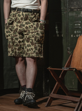 恶犬BRONSON M43 HBT猎鸭迷彩短裤 男士宽松工装多口袋裤子P42