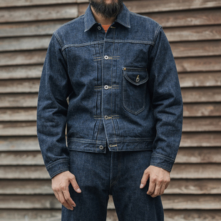 NON STOCK复刻大战S101J 14oz预缩原色赤耳丹宁牛仔夹克短身外套