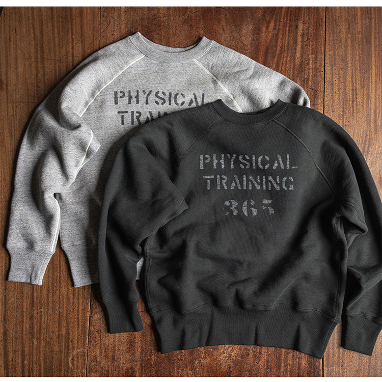 重磅全棉插肩袖套头拉毛卫衣复古