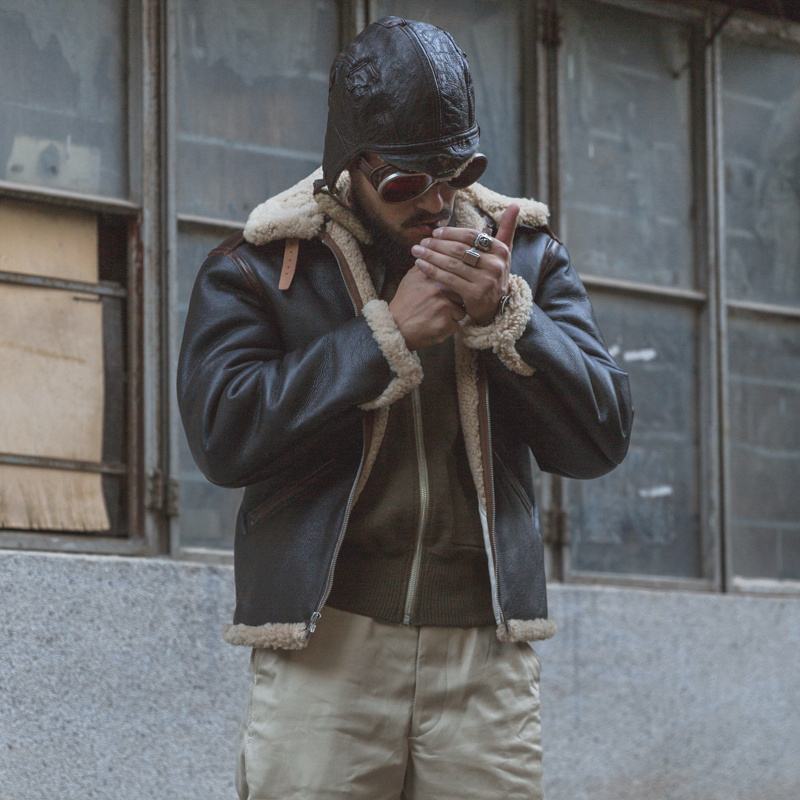 现货 恶犬BRONSON 复刻二战皮毛一体飞行夹克B-6 男士B6厚皮衣B3