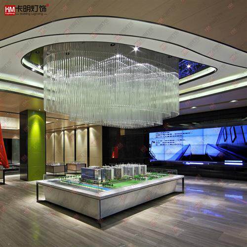 售楼大厅水晶吊灯定做酒店工程灯非标异形会所灯办公大厅梅花管灯
