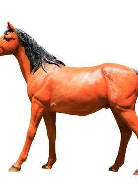 玻璃钢仿真生肖马雕塑落地摆件大型白马黑马模型户外园林景观装饰