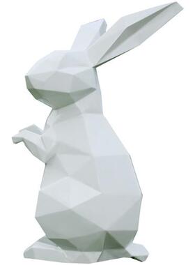 卡通几何兔子摆件园林装饰品户外大型创意景观玻璃钢落地组合雕塑