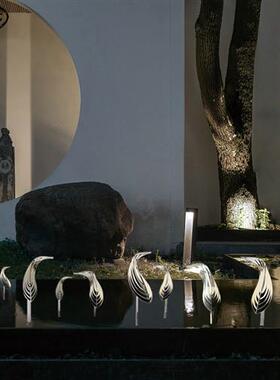 户外不锈钢鱼雕塑金属艺术墙面水池景观售楼处装饰品抽象鱼群摆件