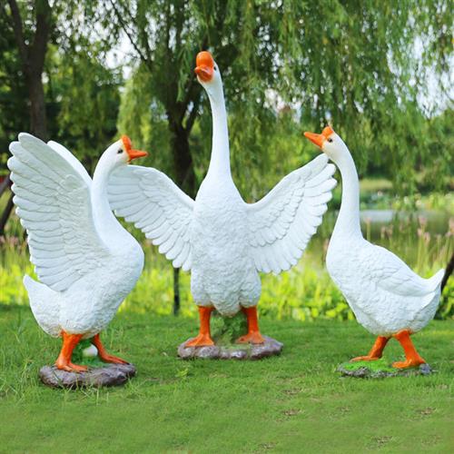 仿真大白鹅摆件户外玻璃钢花园草坪装饰园林景观庭院动物模型雕塑
