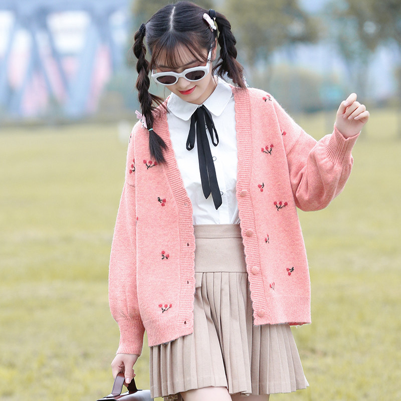 少女秋冬甜美可爱毛衣外套萌系软妹韩版高中女生初中学生针织开衫