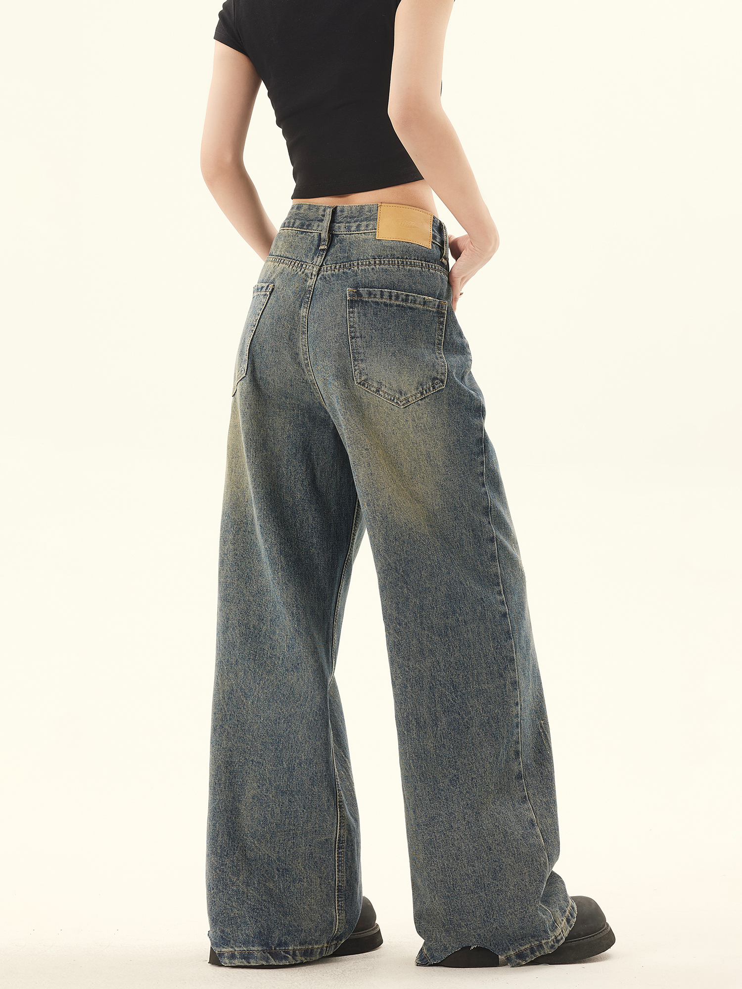 Wild Azi American Style Washed Vintage Straight Jeans For Men And Women Summer Loose Wide-Leg Casual Pants_voghion.com