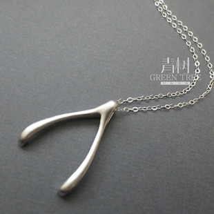 925纯银手工定制 如愿骨 许愿骨项链女 男锁骨链继承者们同款包邮