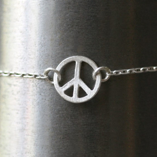 【青树】手工定制 925纯银反战和平手链 简单素雅 男女款式 欧美