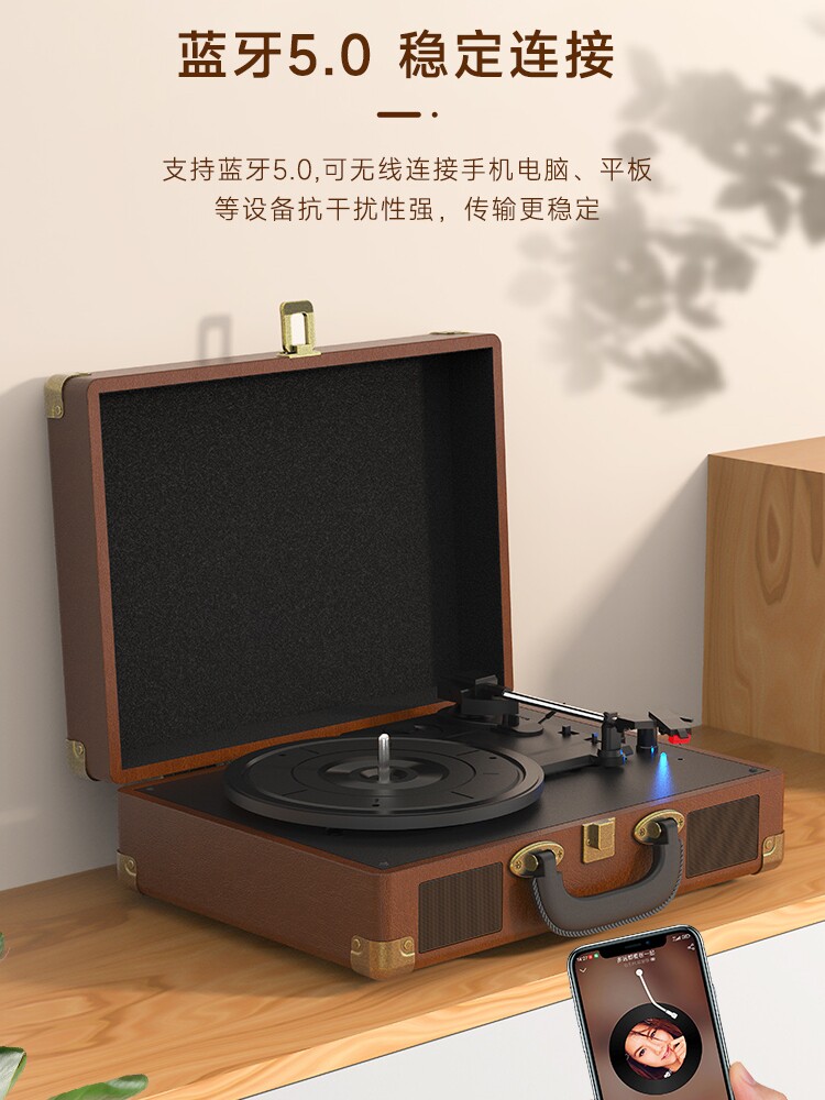 비닐 레코드 플레이어 복고풍 축음기 오디오 블루투스 스피커 거실 유럽 스타일 휴대용 생일 선물 LP 골동품