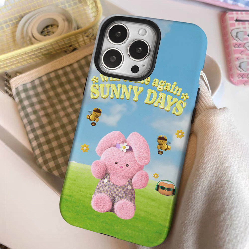 theninemall韩国iPhone15二合一菲林适用16plus可爱小兔苹果12/13卡通14promax小众iphonex防摔保护xr手机壳