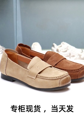 COMELY康莉2025新款舒适低跟软底豆豆鞋牛皮一脚蹬单鞋女KJH46622