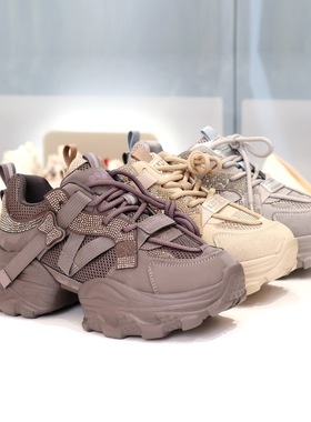 COMELY康莉2026厚底水钻系带蝴蝶结运动鞋旅游女鞋老爹鞋KKF61051