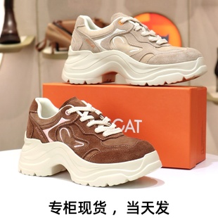 K76150A 女鞋 老爹鞋 KISSCAT接吻猫2025厚底系带增高休闲运动鞋