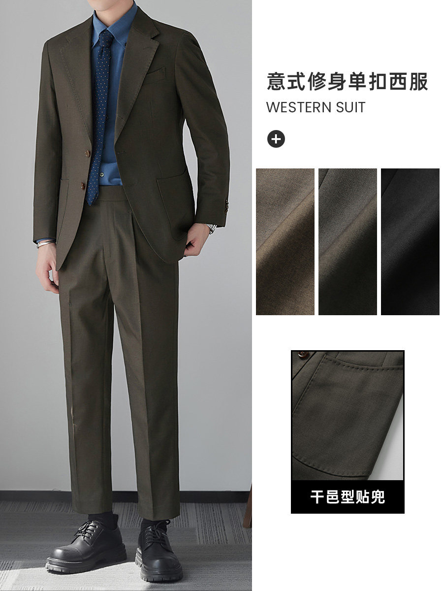 ITALIAN NEAPOLITAN SLIM FIT SUIT MENS LUXURY BUSINESS CASUAL NO-IRON DRAPE BLAZER