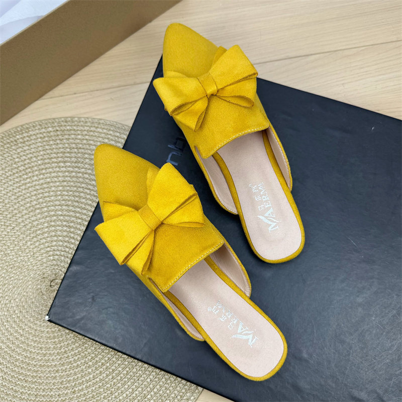 2026春季新款蝴蝶结包头半托穆勒鞋尖头平底鞋一脚蹬半拖鞋女大码,女鞋,穆勒鞋,淘宝优惠券,粉丝福利购,淘宝优惠卷