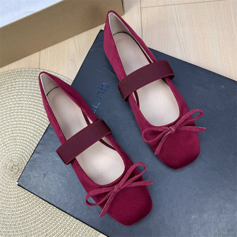 平底酒红色玛丽珍鞋女2026春季新款法式方头蝴蝶结芭蕾舞浅口单鞋,女鞋,玛丽珍鞋,淘宝优惠券,粉丝福利购,淘宝优惠卷