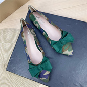 平底拼色百搭单鞋 浅口豆豆鞋 软底一脚蹬大码 迷彩女夏季 女鞋 41一43