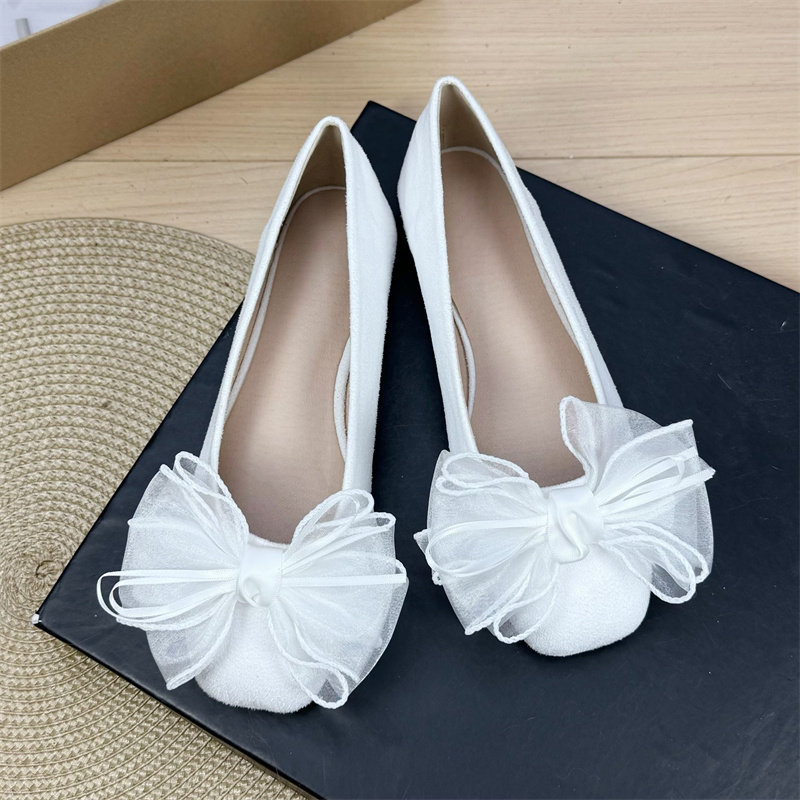 方头单鞋女春季2026新款小香风浅口蝴蝶结白色平底鞋奶奶鞋豆豆鞋,女鞋,浅口单鞋,淘宝优惠券,粉丝福利购,淘宝优惠卷