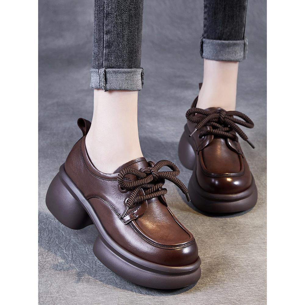 2025春秋新款小皮鞋女厚底