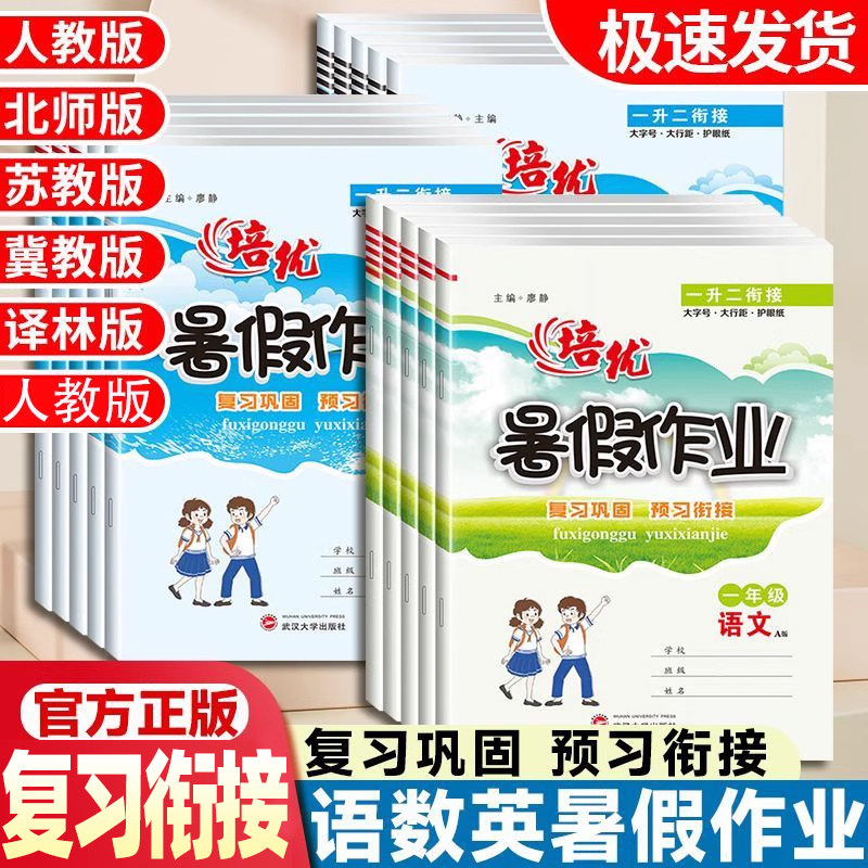 暑假作业语文数学英语一二三四五升六年级衔接人教版北师苏教冀教