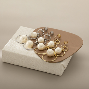 法式珍珠吊坠圆环长款耳针时尚个性显瘦流苏夸张蚊香盘耳夹无耳洞