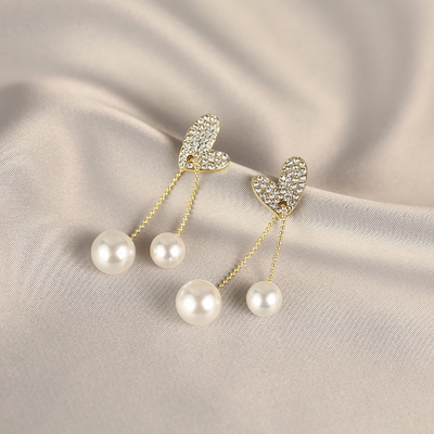 气质爱心珍珠耳环蚊香盘耳夹