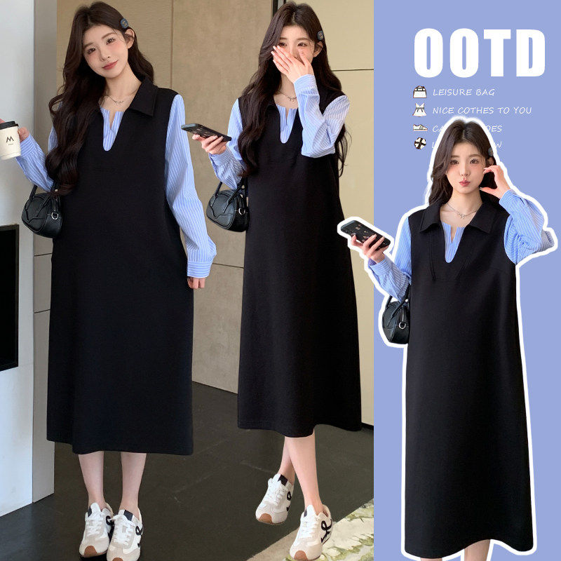 大码孕妇衬衫连衣裙2026新款春装条纹拼接显瘦长款气质减龄200斤,孕妇装/孕产妇用品/营养,连衣裙,淘宝优惠券,粉丝福利购,淘宝优惠卷