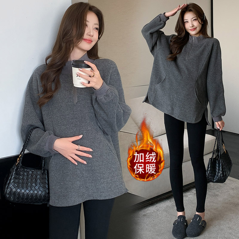 孕妇加绒卫衣女秋冬韩版百搭