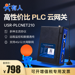 有人4G云盒子边缘计算plc网关远程下载程序监控调试dtu模块210