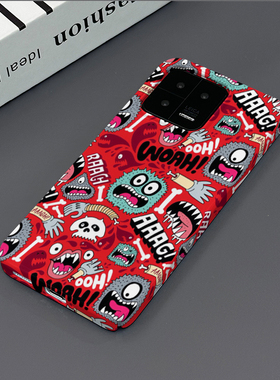 红色怪兽适用小米13手机壳个性新款小米14简约小众全包边硬壳小米13PRO菲林男女款亮面保护套创意日韩耐脏