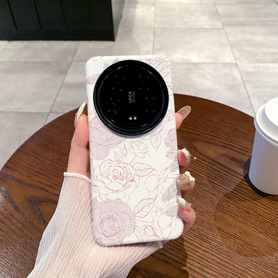 粉白玫瑰 适用于小米15Ultra手机壳小米14Ultra菲林二合一小米13至尊版磨砂防摔硅胶塑料硬壳软壳保护套个性