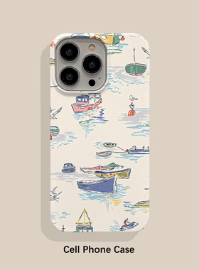 文艺小船 适用iPhone15Pro手机壳14ProMax菲林硬壳苹果13保护套12ProMax个性创意耐脏17男女款16磨砂亮面新款