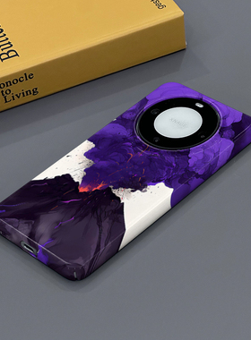 紫火山 适用于华为Mate60Pro手机壳全包边菲林亮面硬壳Mate60塑料防摔个性创意新款简约时尚小众男女款