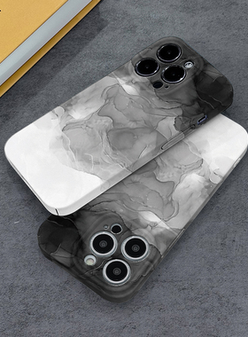 黑白水墨适用iPhone14ProMax手机壳13Pro菲林磨砂硬壳苹果12个性创意11保护套男女款新款简约全包边高颜值