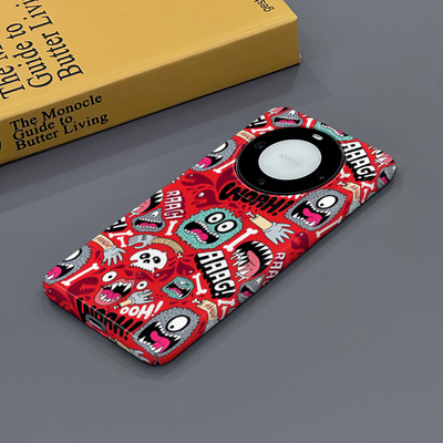 红色怪兽适用华为Mate60手机壳Mate60Pro个性新款简约小众全包边硬壳菲林男女款可爱亮面保护壳套创意耐