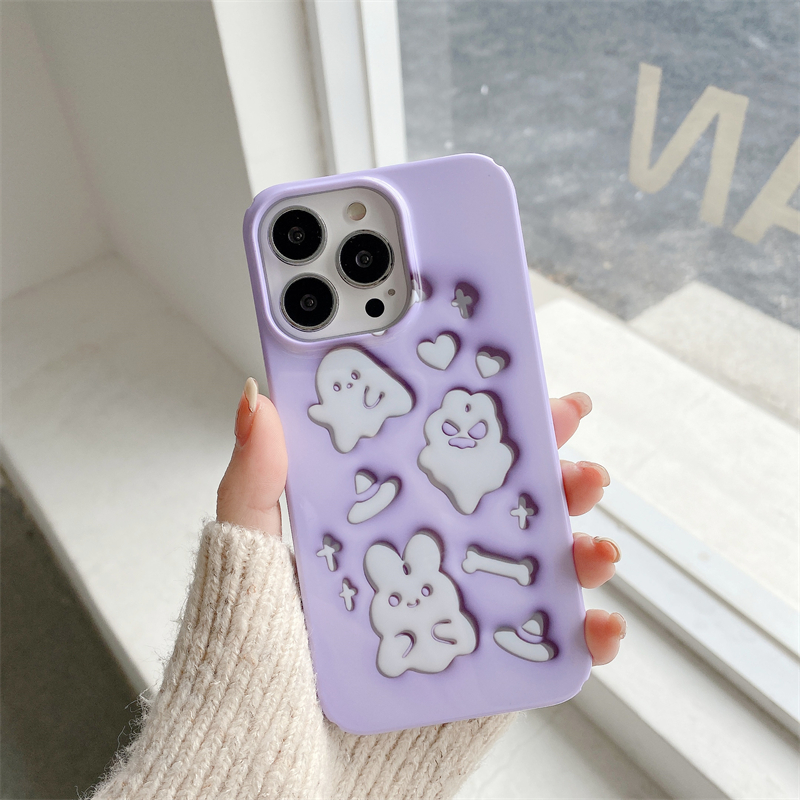 紫色兔子适用iPhone14ProMax手机壳13菲林半包硬壳苹果12新款11磨砂7/8Plus保护壳全包简约ins亮面XSMAX/XR套