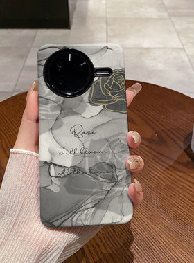 灰色水墨玫瑰适用于红米K80手机壳菲林二合一磨砂防摔硅胶K80PRO硬壳软壳创意小众耐脏个性男女款保护套