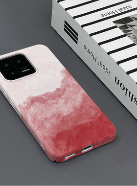 晕染红色适用小米13手机壳个性新款简约小众小米14全包边硬壳小米13PRO菲林男女款亮面保护套创意可爱耐脏