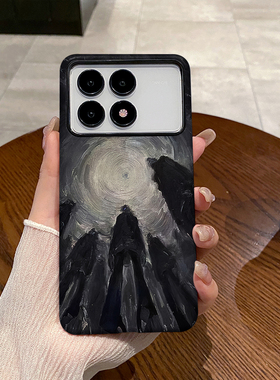 黑色抽象适用于小米红米K70PRO手机壳全包边K70至尊版磨砂硬壳二合一硅胶防摔个性创意新款简约时尚耐脏