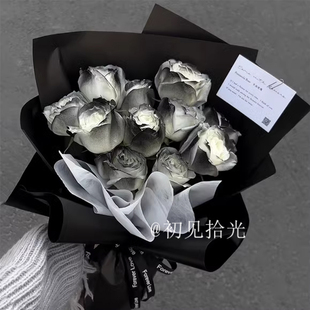 黑骑士玫瑰花束仿真花香皂花简约生日礼物送男生女友闺蜜男友高级