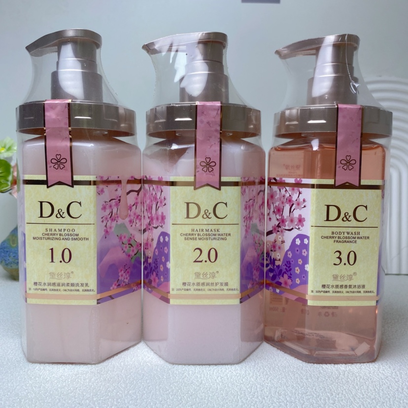 黛丝淳樱花水润感滋润柔顺洗发乳500ml顺滑护发洗护沐浴露套装