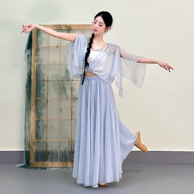 古典舞蹈服女仙气飘逸身韵纱衣演出大摆裙练功服中国舞演出服装