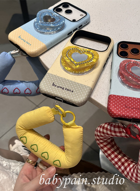 babypain 秋冬ins风治愈系撞色红蓝色适用iPhone17promax手机壳苹果16pro腕带防摔保护套15pro少女心14新款