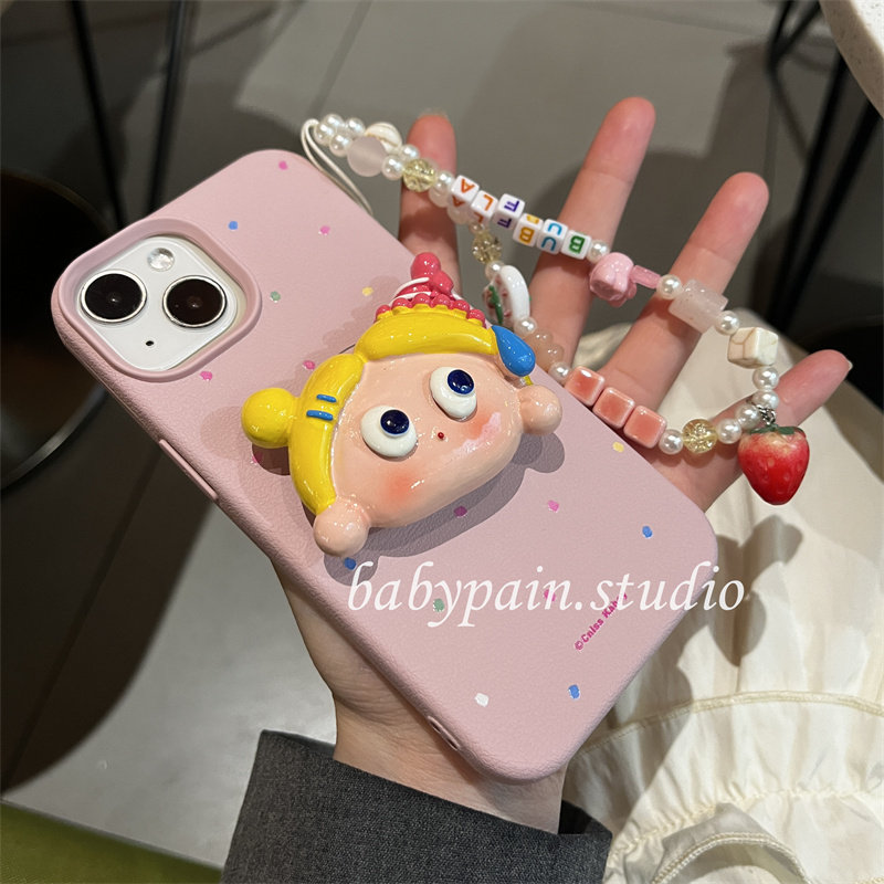 babypain ins风夏日时髦精豆沙粉色泼墨适用iPhone16promax手机壳苹果15pro可爱女孩13全包软壳12新款硅胶14
