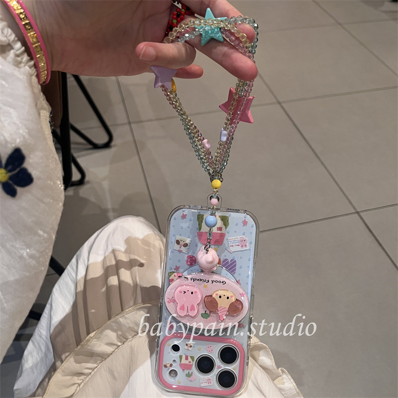 babypain 韩系ins治愈插画狗狗兔子适用iPhone17promax手机壳苹果16pro少女心星星挂链15pro挂绳防摔新款14套